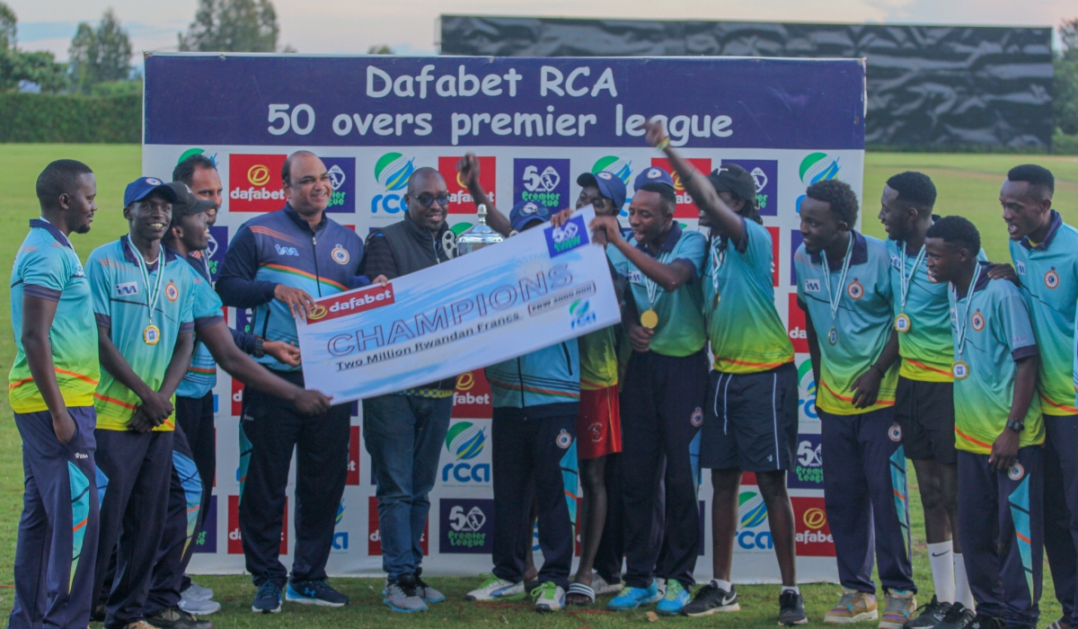 Challengers Cricket Club celebrating after being crowned league champions on Sunday. Unbeaten Challengers finished top of the six-team table standings with 10 points, two points clear of second-placed IPRC-Kigali.