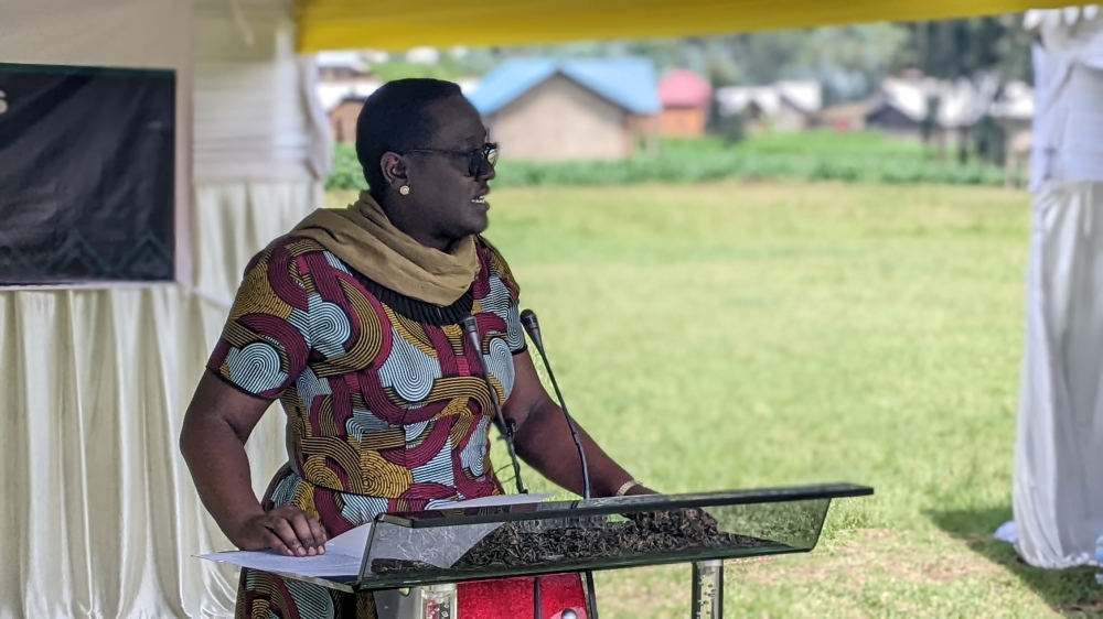 The Minister of State for Local Government, Marie-Solange Kayisire, speaking at the event in Musanze on Thursday, November 23. PHOTOS BY GERMAIN NSANZIMANA