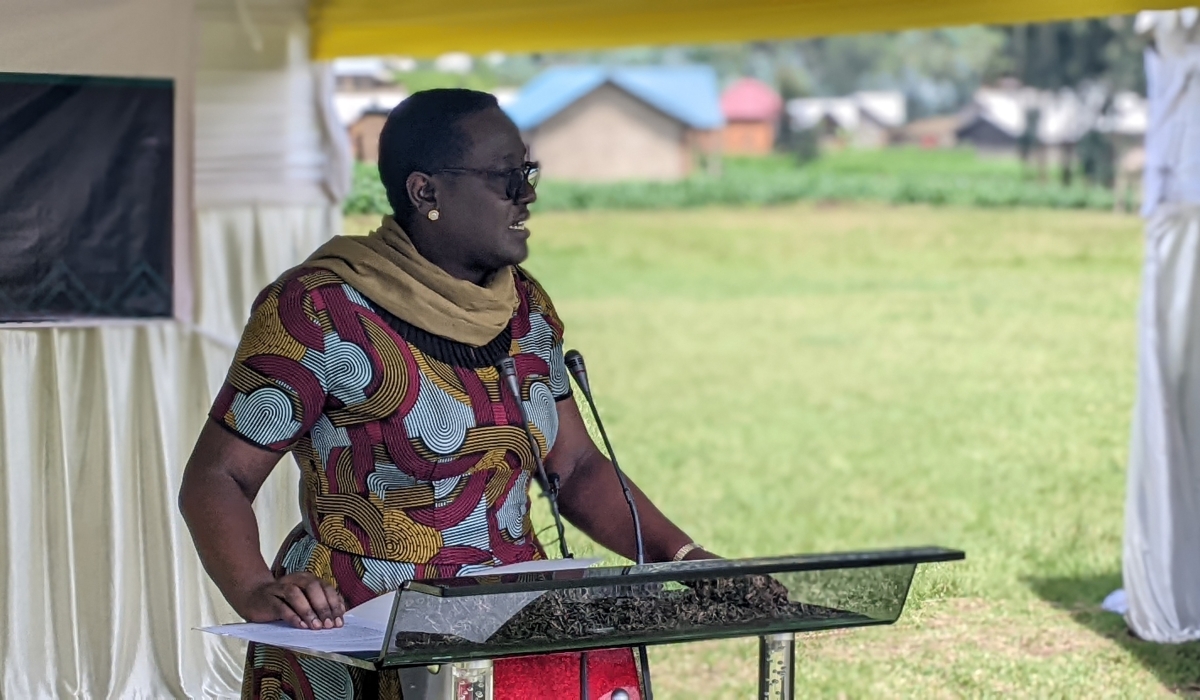 The Minister of State for Local Government, Marie-Solange Kayisire, speaking at the event in Musanze on Thursday, November 23. PHOTOS BY GERMAIN NSANZIMANA