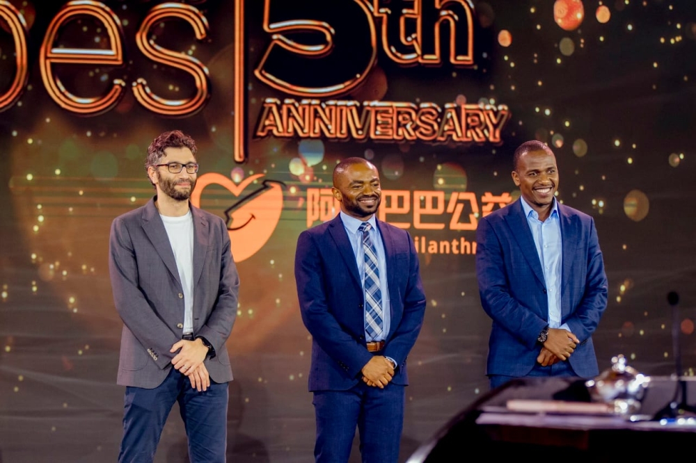 The top three winners of Africa&#039;s Business Heroes 2023 are Dr Ikpeme Neto from Nigeria (centre), Thomas Njeru from Kenya (right) and Ayman Bazaraa from Egypt. Photo courtesy