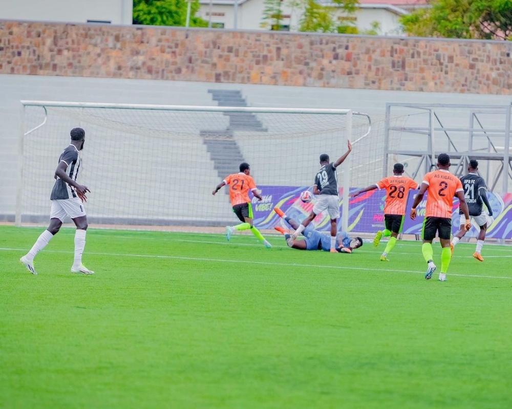 ASKigali goalkeeper Pascal Niyonkuru  saved a penalty from striker Innocent Nshuti in injury time. Photo Courtesy