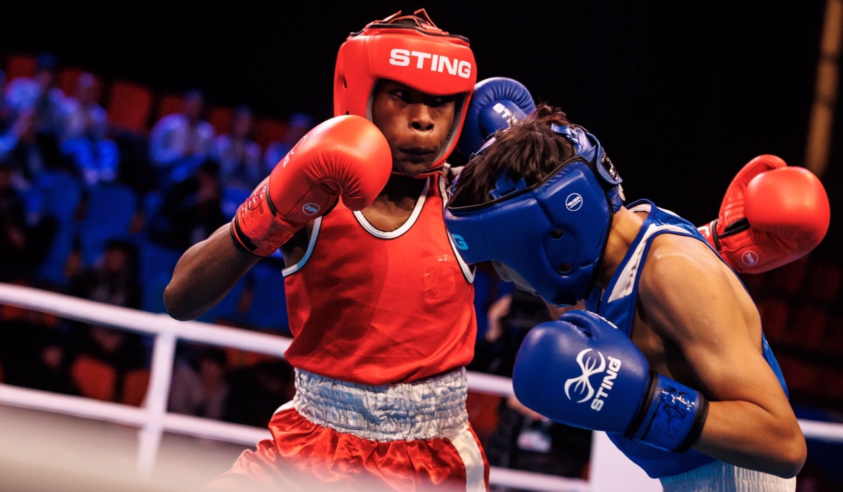 Rwanda&#039;s Valentin Ntabanganyimana, in red, lost by a split points decision 2-3 to Kazakhstan&#039;s Orynbassar, in blue, on the first day of the ongoing IBA Junior World Boxing Championships in Yerevan, Armenia on Friday, on November 24. Courtesy