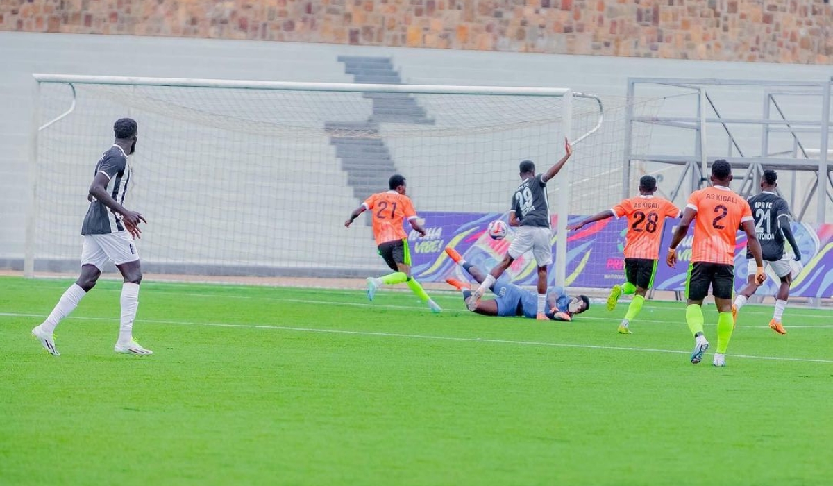 ASKigali goalkeeper Pascal Niyonkuru  saved a penalty from striker Innocent Nshuti in injury time. Photo Courtesy