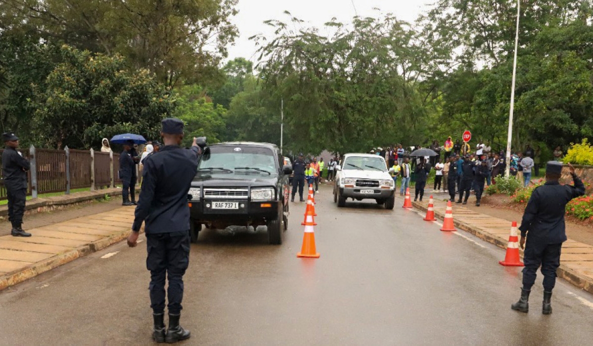 Traffic police officers invigilate a driving test exam in Kigali. People with disabilitiesl complain about the denial of driving licenses to people with speech and hearing impairment. COURTESY