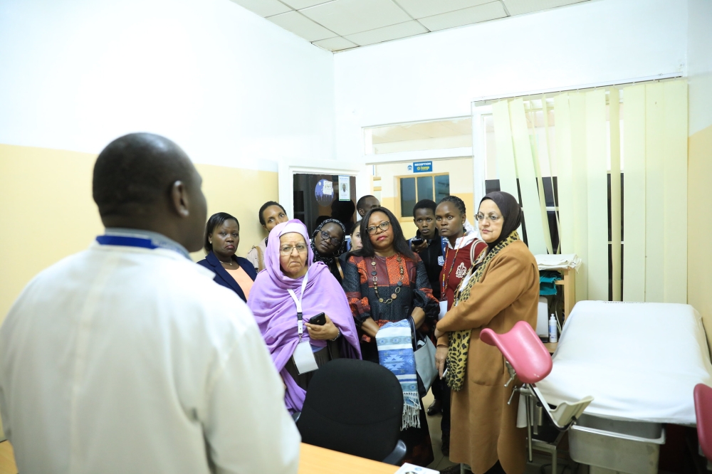  Foreign visitors during a guided tour of the Isange One Stop Centre to learn about Rwanda&#039;s efforts to combat gender-based violence.. Photo: Craish Bahizi