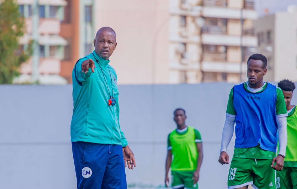 AS Kigali Head coach Andre Casa Mbungo during a training session. Under-fire André Casa Mbungo insists he remains relaxed despite reports suggesting that he is on brink for being sacked by AS Kigali. COURTESY