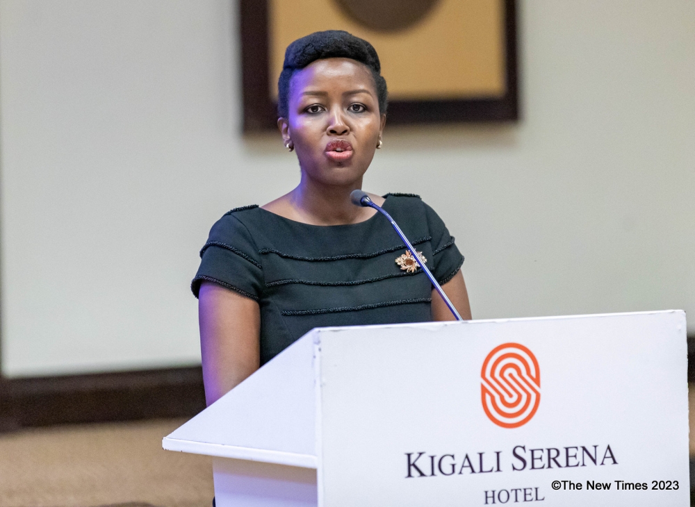 Minister of ICT and Innovation Paula Ingabire delivers remarks during the event on November 29. Photos by Dan GATSINZI