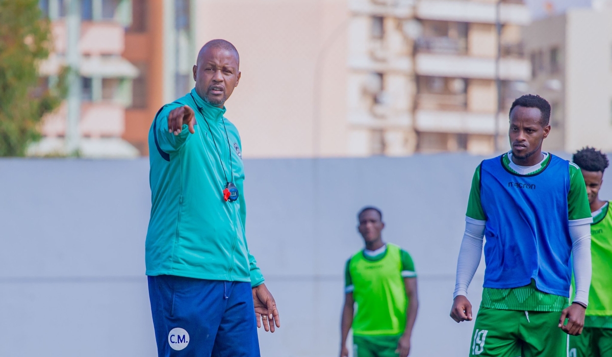 AS Kigali Head coach Andre Casa Mbungo during a training session. Under-fire André Casa Mbungo insists he remains relaxed despite reports suggesting that he is on brink for being sacked by AS Kigali. COURTESY