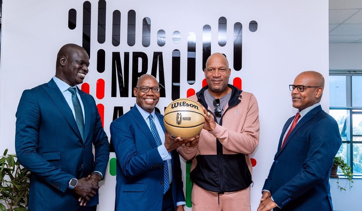 Officials pose for a photo as NBA Africa announces a new subsidiary in Kenya, with an office located in Westlands, Nairobi. Courtesy