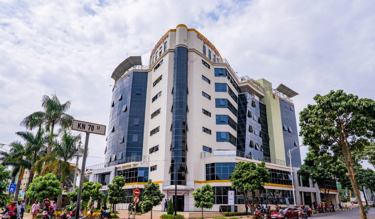 An outside view of Cogebanque main headquarters in Kigali.