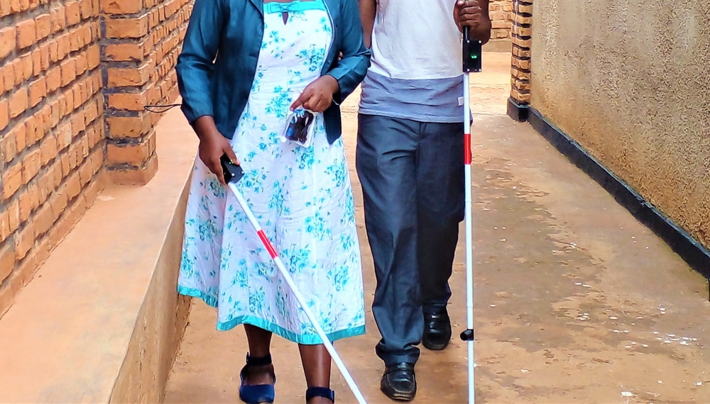 Visually impaired people with the white canes at Masaka in Kicukiro District. Photo by Craish Bahizi