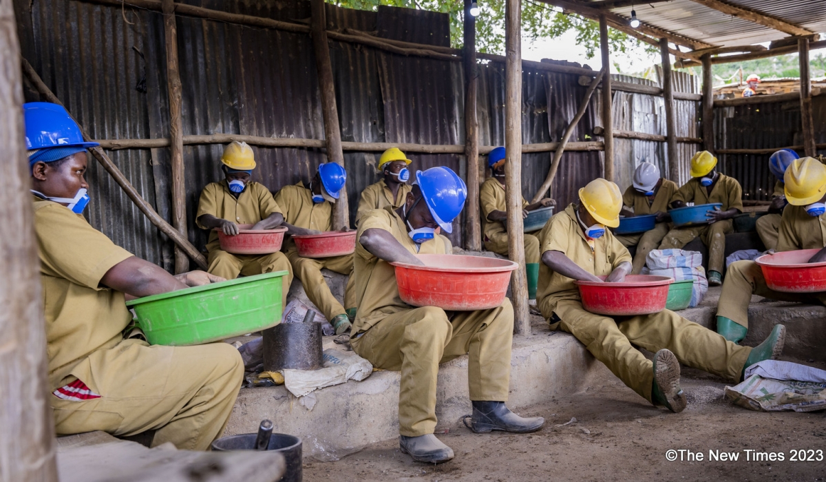 Miners, including women, at the Nyamyumba mine where coltan, cassiterite, lithium, and other minerals are extracted. PHOTOS BY EMMANUEL DUSHIMIMANA
