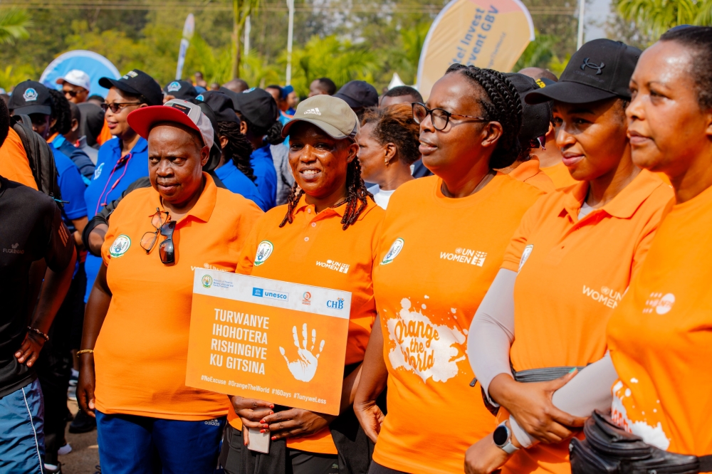 Participants at an awareness campaign for the 16 Days of Activism against Gender-Based Violence at Kigali Car-free day on Sunday, December 3. Photo: Courtesy
