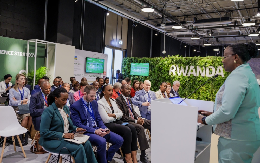 Minister of Environment Jeanne d&#039;Arc Mujawamariya joined various financial institutions and partners to the Rwanda&#039;s Green Taxonomy showcase at the COP28 in Dubai. Courtesy