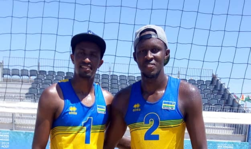 Rwanda Beach volleyball team Olivier Ntagengwa and Patrick  Cavalo. File