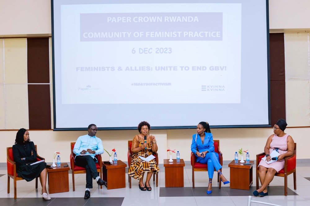 Panelists discuss during the launch of  Community of Feminist Practice (COPF) as part of the 16 Days of Activism campaign, in Kigali  on December 6. Courtesy