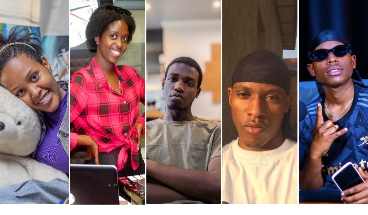 L-R: Cynthia Mukundente, Deejay Sonia, Elvis Kwizera, Kevin Niyonzima, and Yassin Tuyishimire.