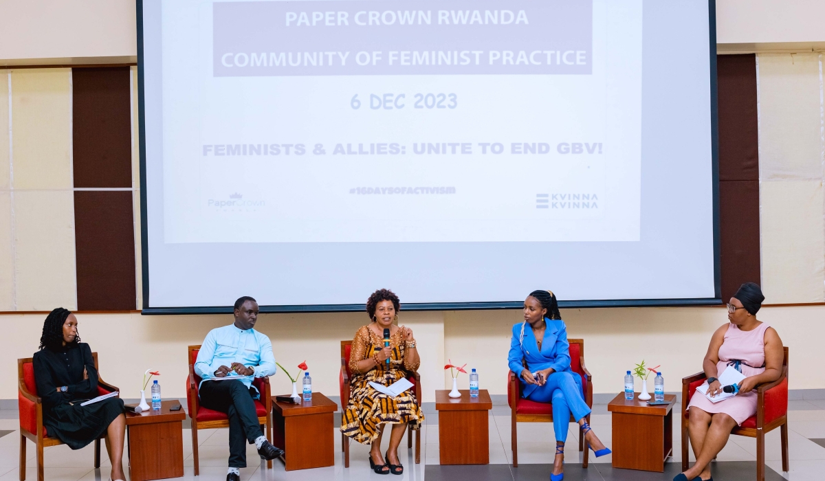 Panelists discuss during the launch of  Community of Feminist Practice (COPF) as part of the 16 Days of Activism campaign, in Kigali  on December 6. Courtesy