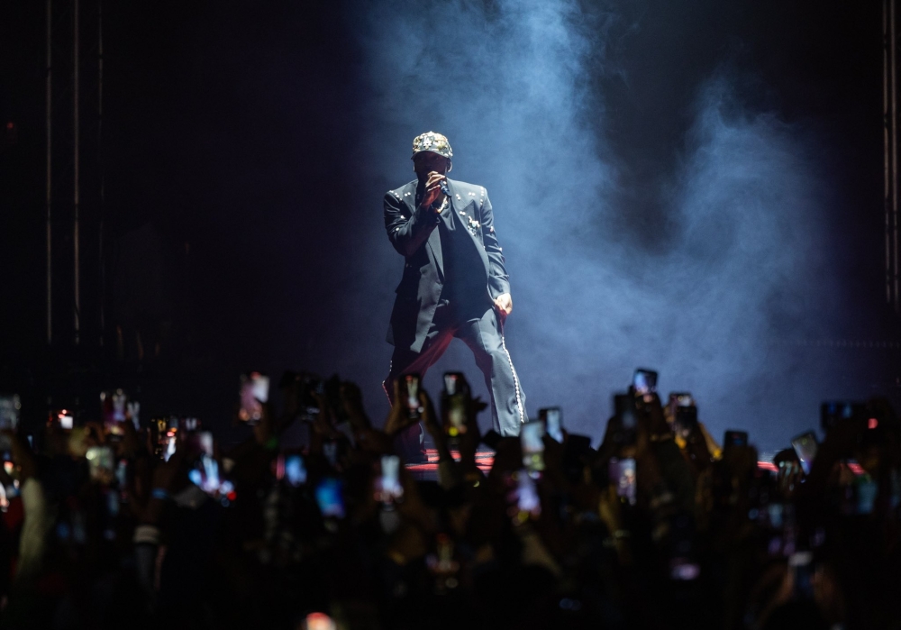 The renowned American rapper Kendrick Lamar during his performance at BK Arena on Wednesday evening, December 6. Photo by Village Urugwiro