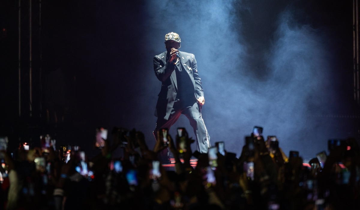 The renowned American rapper Kendrick Lamar during his performance at BK Arena on Wednesday evening, December 6. Photo by Village Urugwiro
