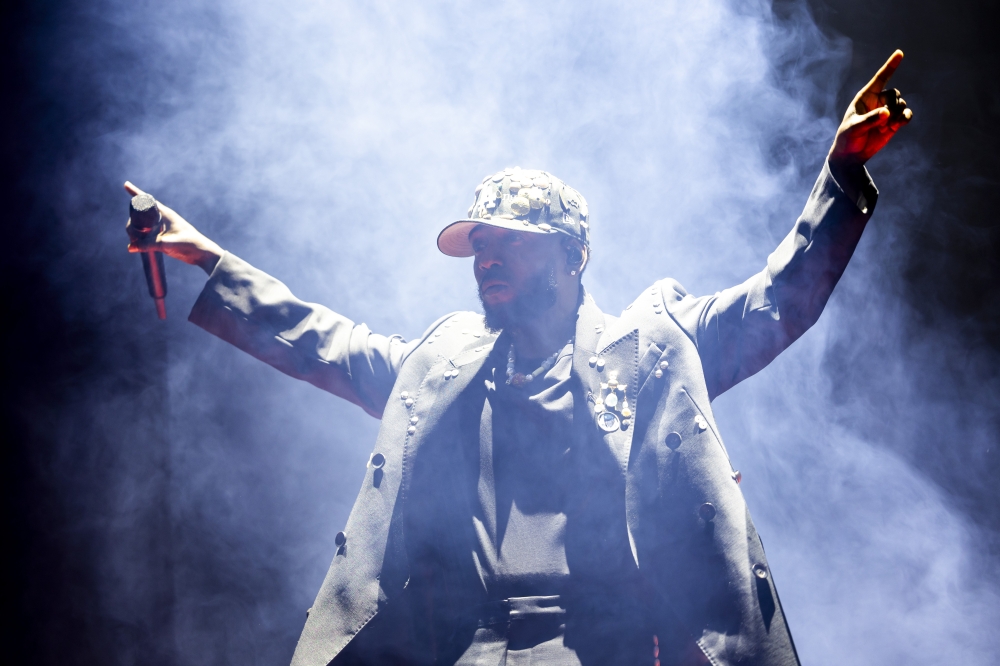 Kendrick Lamar during his performance in Kigali.