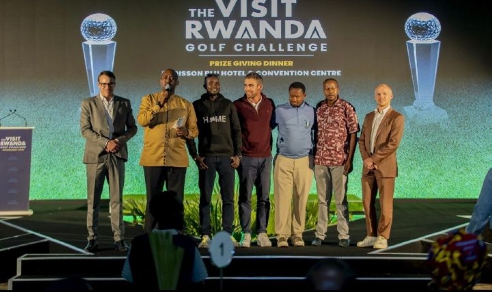 Some of the top ranking members of the Kigali Golf Club and Resort Villas during the Visit Rwanda Golf Challenge awards night at Radisson Blu Hotel on December 7.