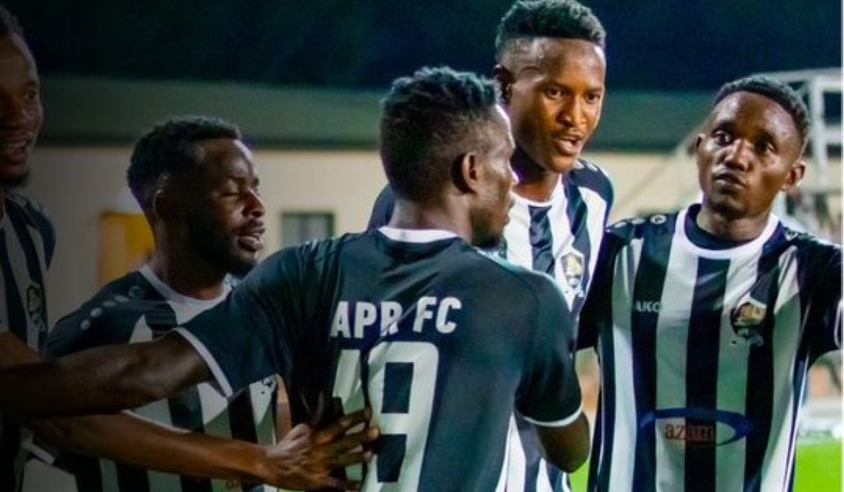 APR FC players during a celebration of a 4-1 victory against Gorilla FC at Kigali Pele Stadium on Friday, December 8. Courtesy