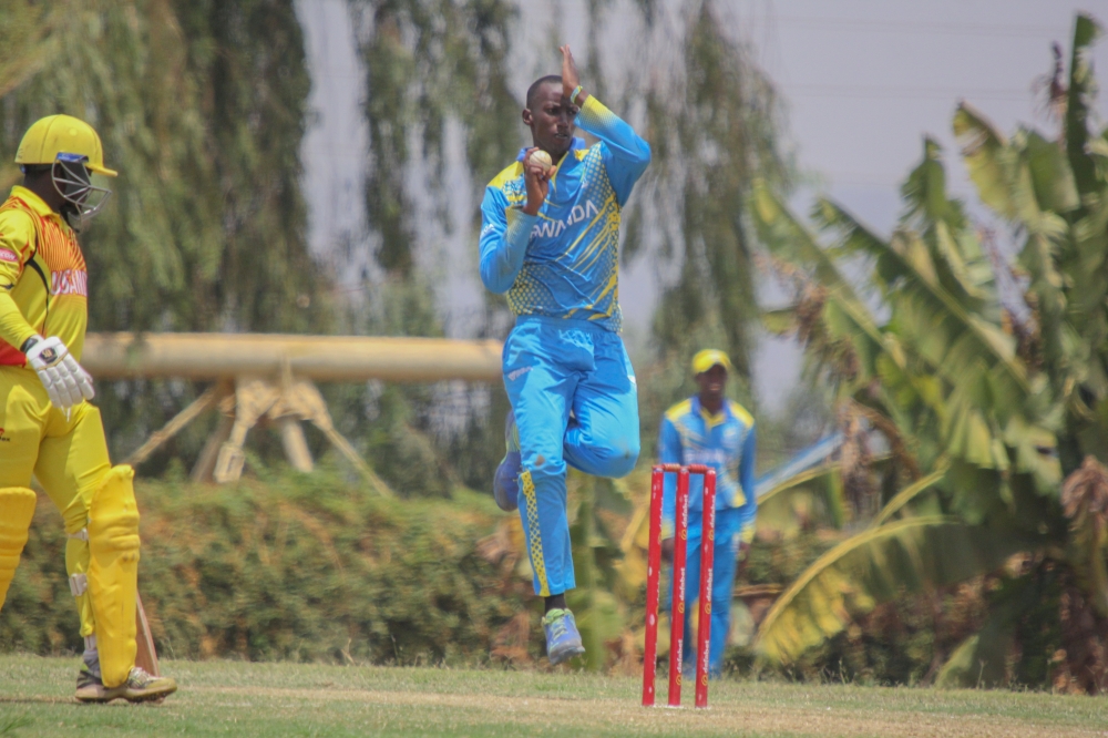 Rwanda captain Clinton Rubagumya was named man of the match against Gambia on Friday after leading his team to victory with 3 wickets from four over for just five runs . / courtesy