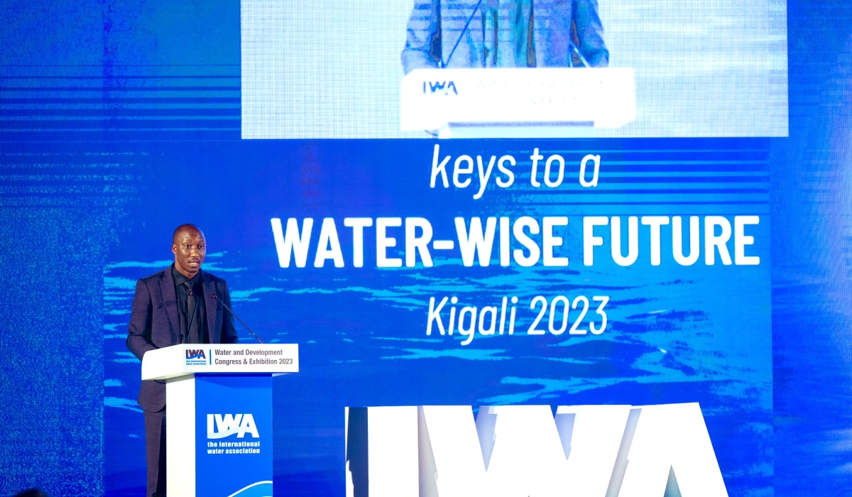 Minister of Infrastructure Jimmy Gasore opens the seventh Water and Development Congress of the International Water Asssociattion, in Kigali on Sunday, December 10.