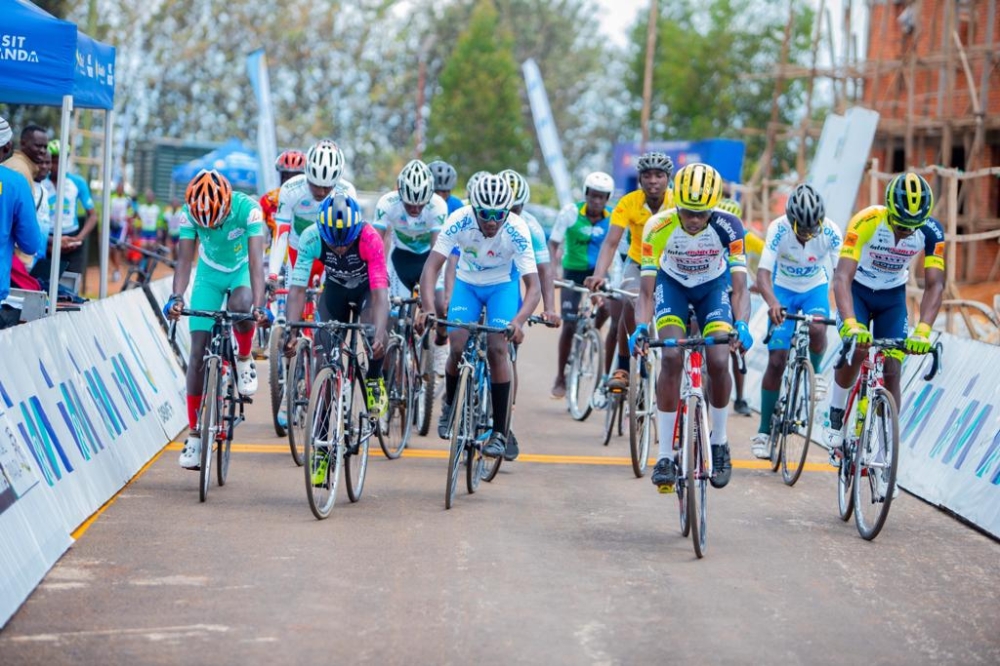 Riders compete in a past cycling race .Umusambi Race, that promotes wildlife conservation will  take place on December 16 in Burera and Gicumbi districts. Courtesy