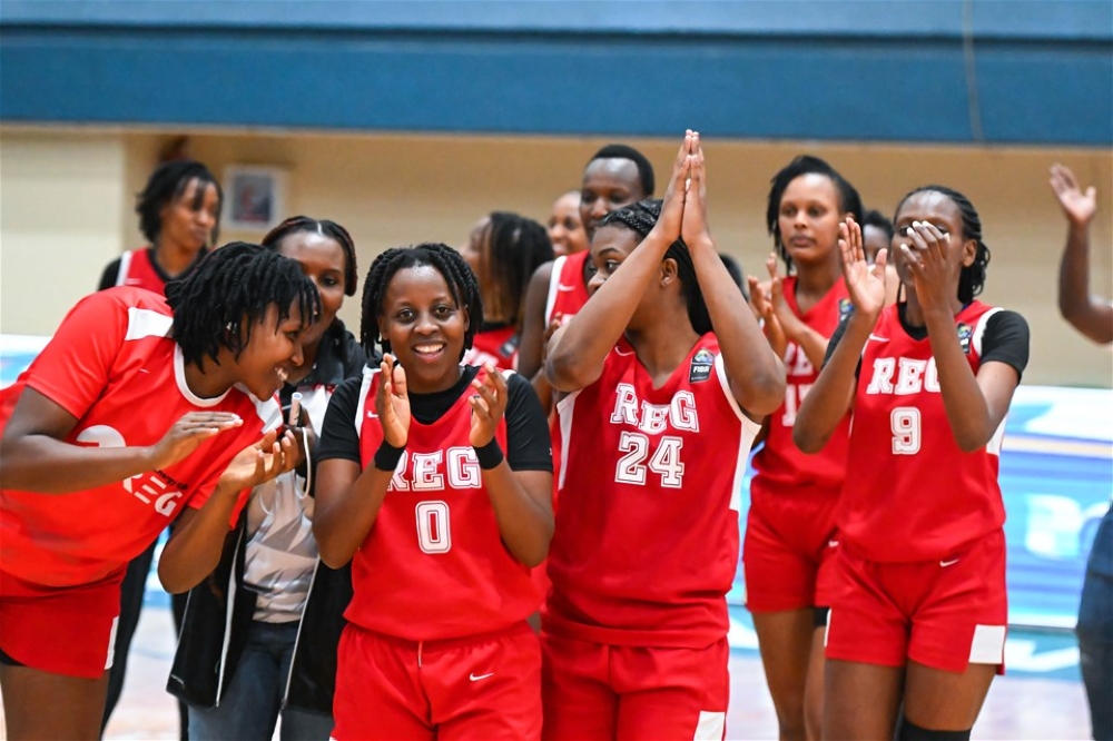 Rwanda Energy Group (REG) women players celebrates after a convincing 96-65 win over ASPAC of Benin on Thursday. Courtesy