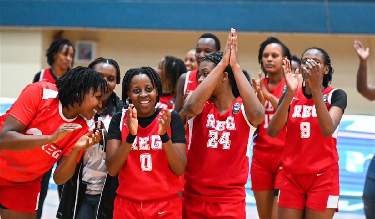 Rwanda Energy Group (REG) women players celebrates after a convincing 96-65 win over ASPAC of Benin on Thursday. Courtesy
