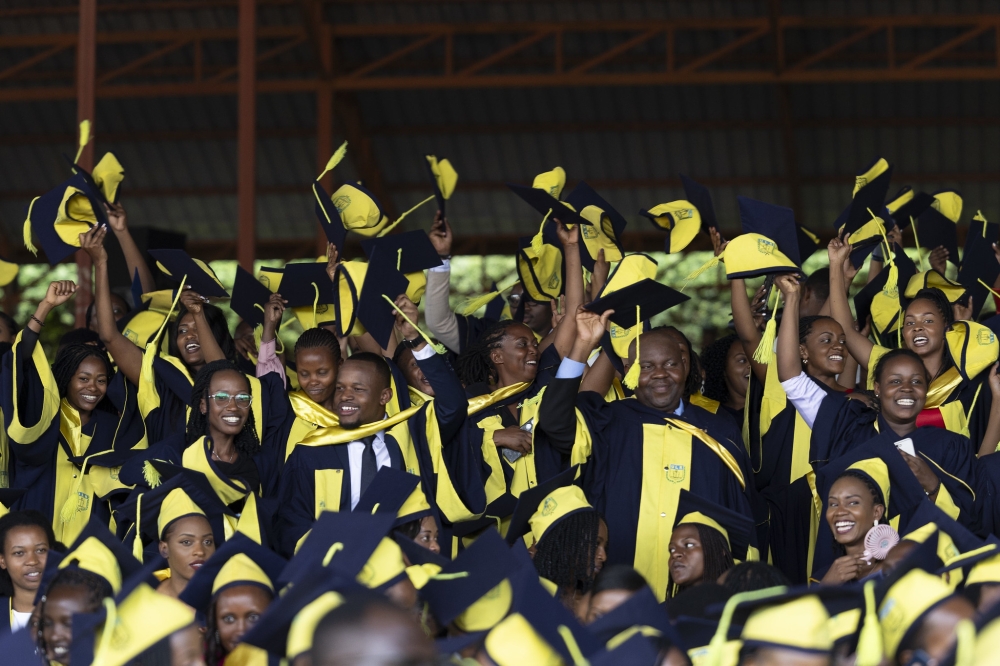 Some of the 1,113 Kigali Independent University (ULK) graduates during the graduation ceremony on Friday, December 15. PHOTOS BY OLIVIER MUGWIZA