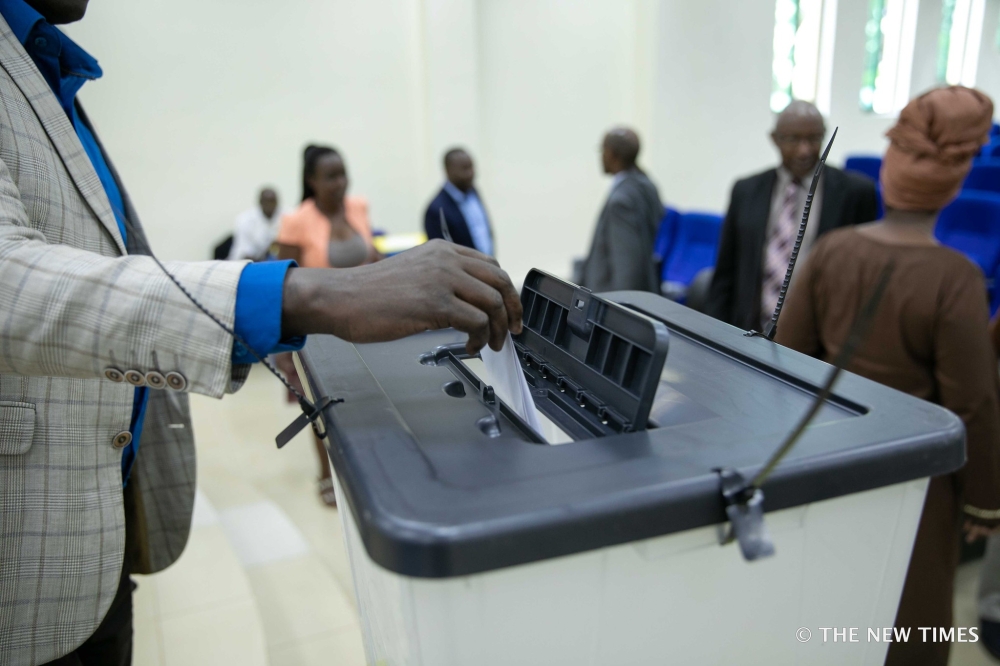 A resident casts his vote during the past elections. Presidential and parliamentary elections are slated for 2024. PHOTO SAM NGENDAHIMANA