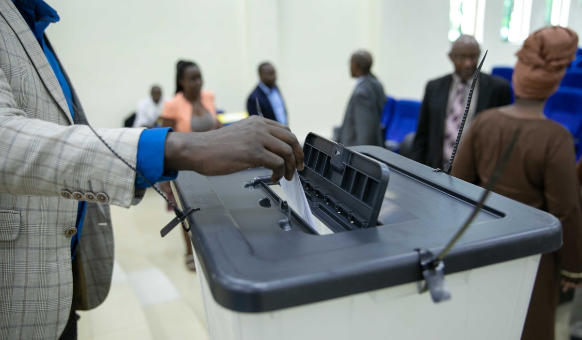 A resident casts his vote during the past elections. Presidential and parliamentary elections are slated for 2024. PHOTO SAM NGENDAHIMANA