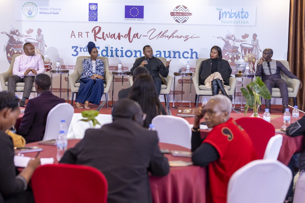 A panel discussion during the launch of Art Rwanda-Ubuhanzi. OlIVIER MUGWIZA
