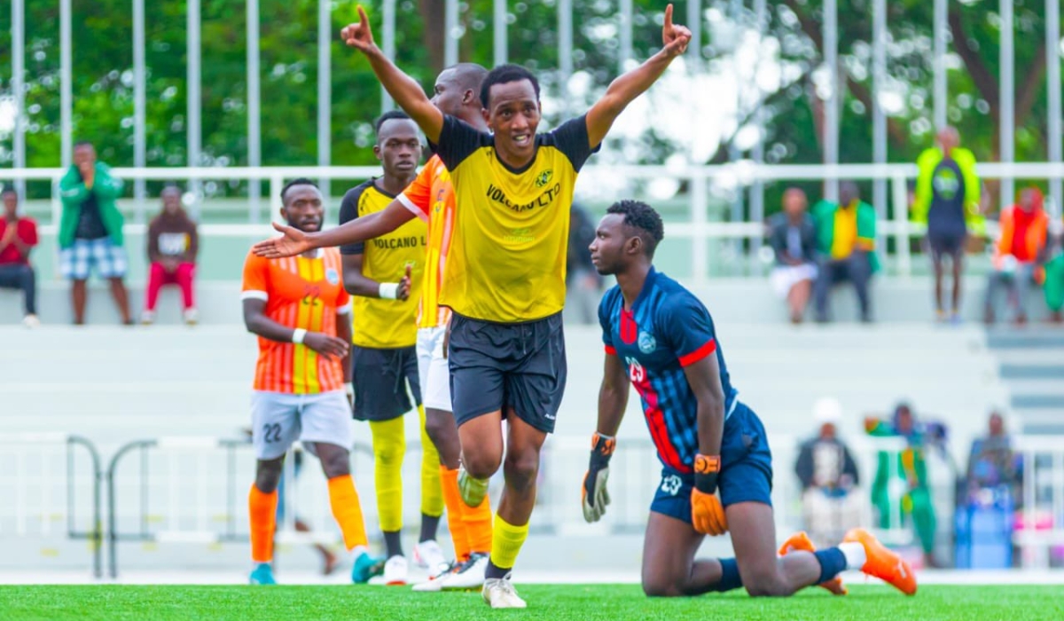 Mukura Victory Sports midfielder Elia Kategeya celebrates his goal. Huye based player has agreed personal terms with APR FC as his move to the army side beckons. Courtesy