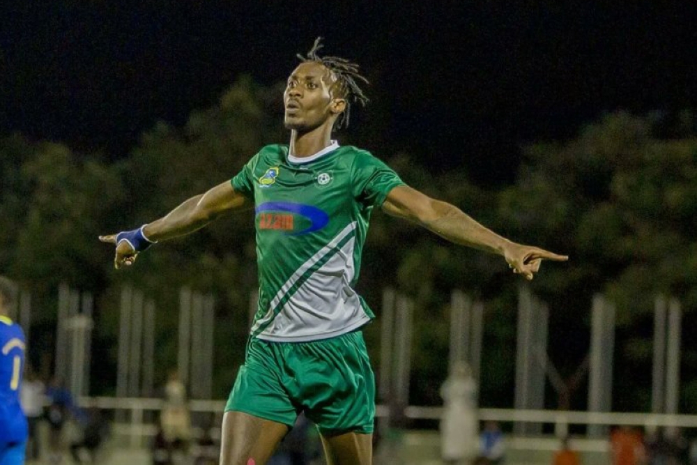 SC Kiyovu striker Yves Mugunga celebrates his goal guring a past match. He has told Kiyovu Sports that he wants to leave the club. Courtesy