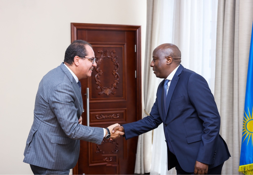 Prime Minister Edouard Ngirente meets with Dr. Anouar Jamali, CEO OCP AFRICA in Kigali on Wednesday, December 20. Courtesy