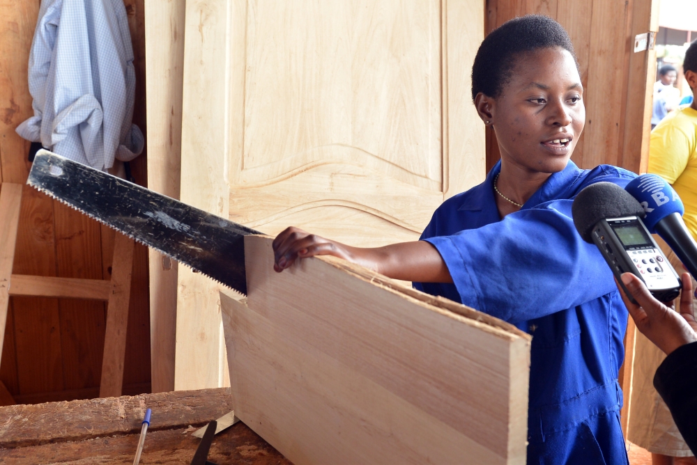 A woman works in Agakiriro after studying vocations in Bugesera. The government is currently facing a shortfall of nearly 400,000 jobs to meet the targets outlined in the National Strategy for Transformation (NST1). FILE