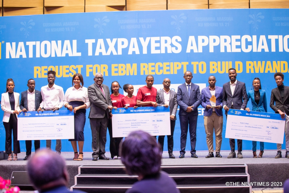 Some of forty outstanding taxpayers of the 2022-2023 fiscal year were awarded during the 21st Taxpayers Appreciation Day ceremony held in Kigali , on December 22. All photos by  Craish Bahizi