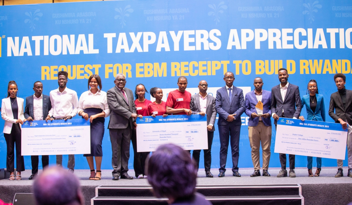 Some of forty outstanding taxpayers of the 2022-2023 fiscal year were awarded during the 21st Taxpayers Appreciation Day ceremony held in Kigali , on December 22. All photos by  Craish Bahizi