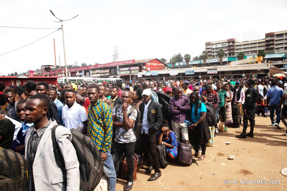 Thousands of commuters stranded at Nyabugogo Taxi park while travelling upcountry to celebrate festive season with their families on Sunday, December 24. Photo by Craish Bahizi