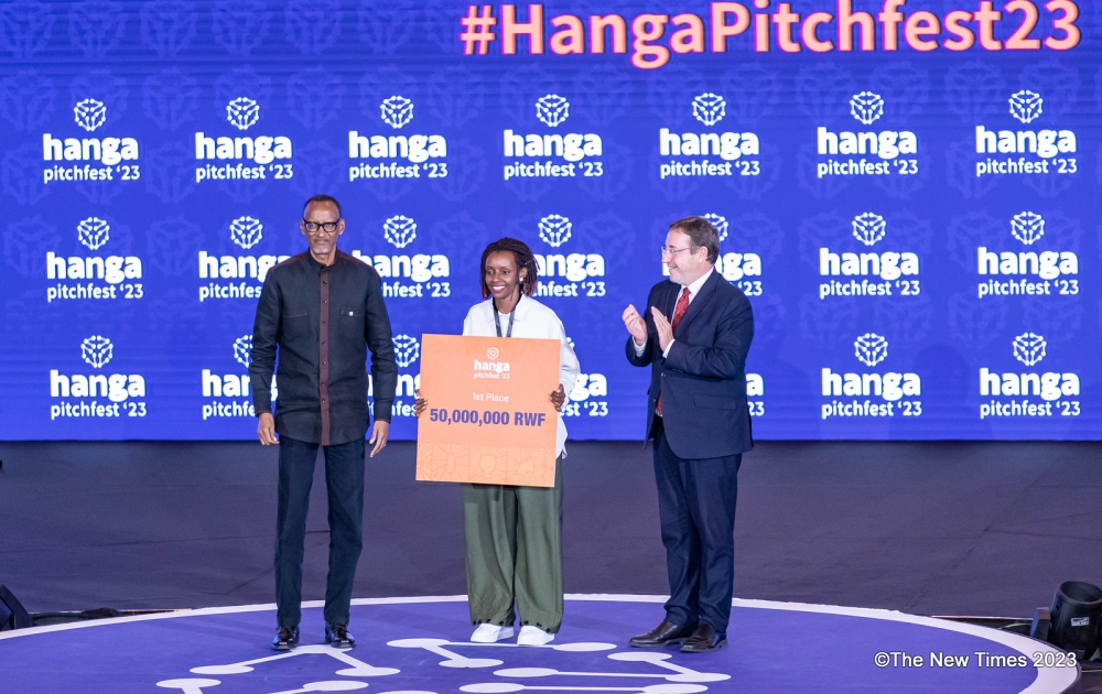 Cynthia Umutoniwabo, Chief Executive Officer and co-founder at Loopa, secured Rwf 50 million after winning the 2023 edition of Hanga Pitchfest 23. PHOTO BY DAN GATSINZI