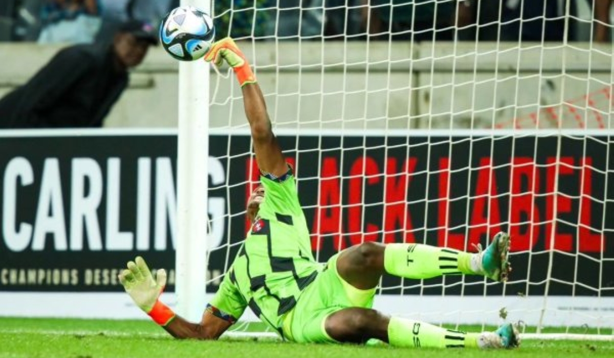 Rwandan International Fiacre Ntwari, TS Galaxy stopper in action during the game against Stellenbosch in the Telkom Cup final on Saturday. Internet