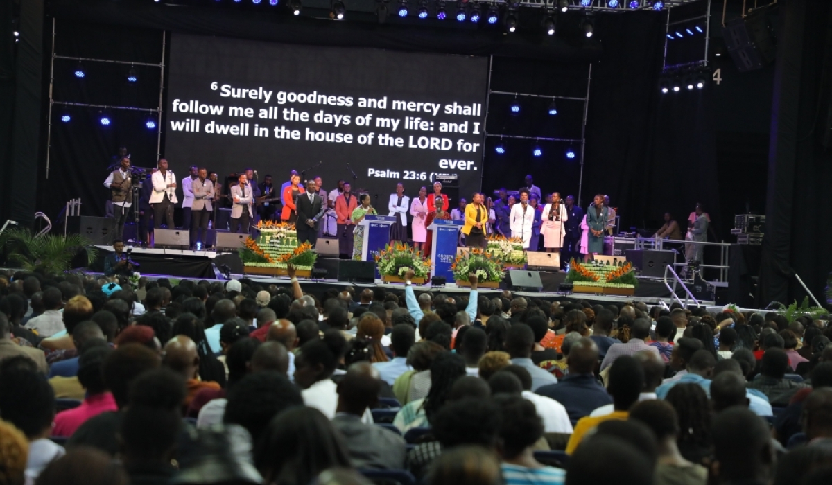 Believers from Zion Temple Celebration Center and other christian denominations during the cross over mass gathering of praise and worship at the BK Arena on New Year&#039;s eve in 2023. Dan Gatsinzi