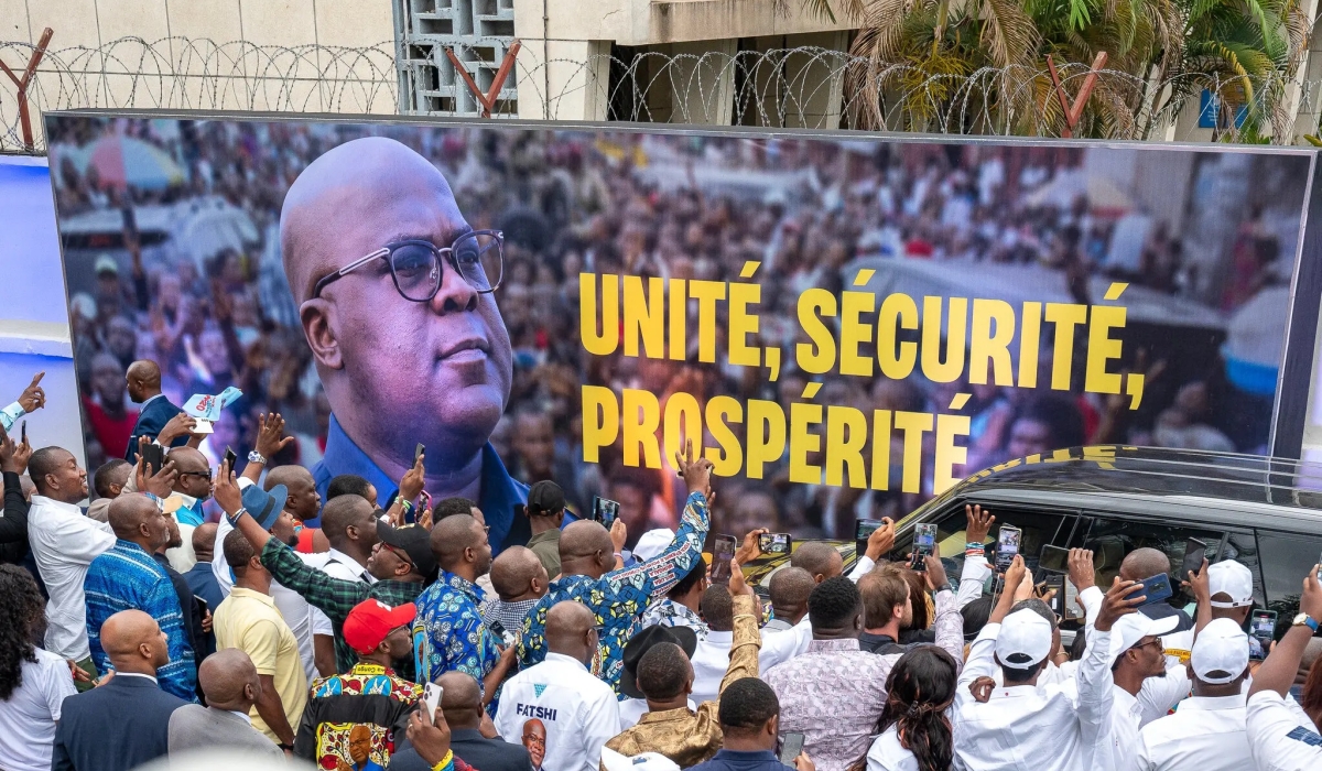 Supporters of Felix Tshisekedi, who was declared the winner of the presidential election, in Gombe, Kinshasa, on Sunday. Credit: Arsene Mpiana/Agence France-Presse — Getty Images