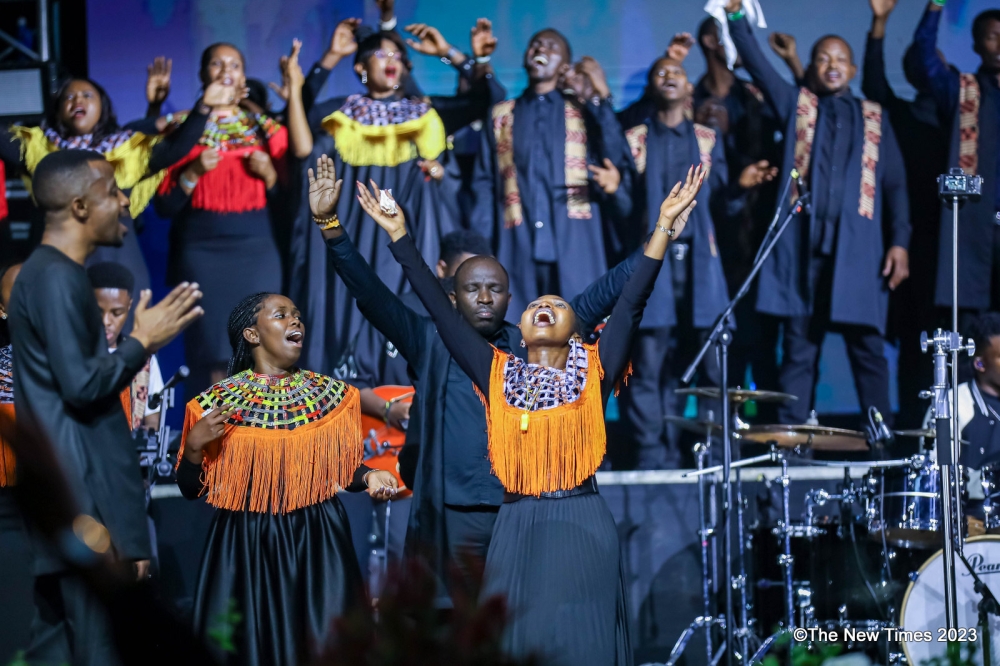 ASAPH Ministries during a worship session during the crossover at the BK Arena on New Year’s Eve. Thousands of believers attended the congregation while welcoming the New Year 2024. All  photo by Dan Gatsinzi