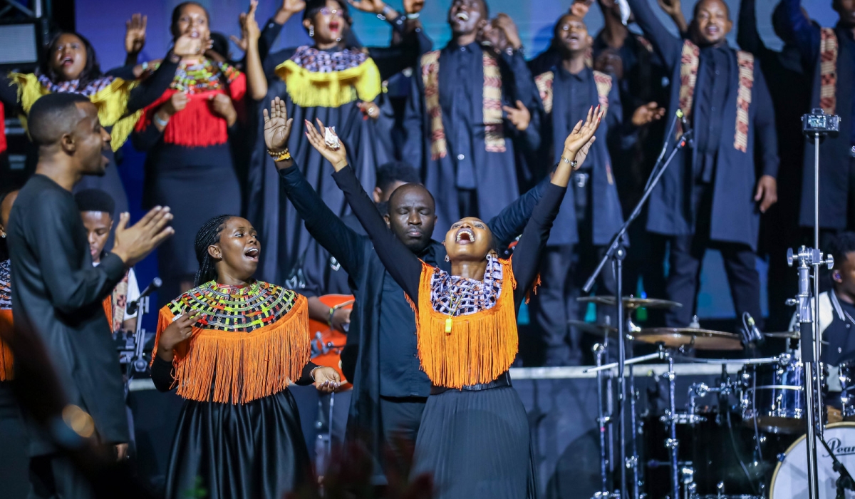 ASAPH Ministries during a worship session during the crossover at the BK Arena on New Year’s Eve. Thousands of believers attended the congregation while welcoming the New Year 2024. All  photo by Dan Gatsinzi
