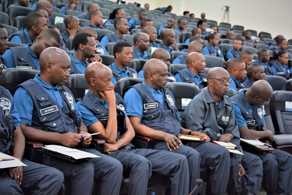  Rwanda Investigation Bureau personnel during a General Assembly in 2023.  The Supreme Court has ruled to allow Rwanda Investigation Bureau (RIB) to continue searching persons, buildings and premises without court warrants.  Courtesy 
